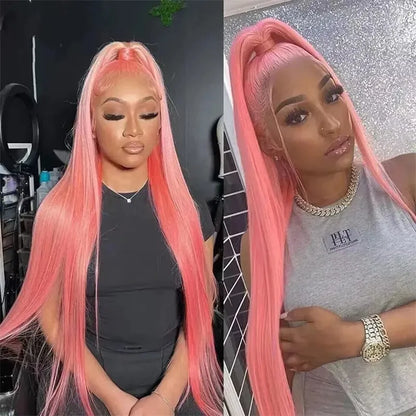 Women's mid-length straight lace front wig in high-temperature fibre on display head