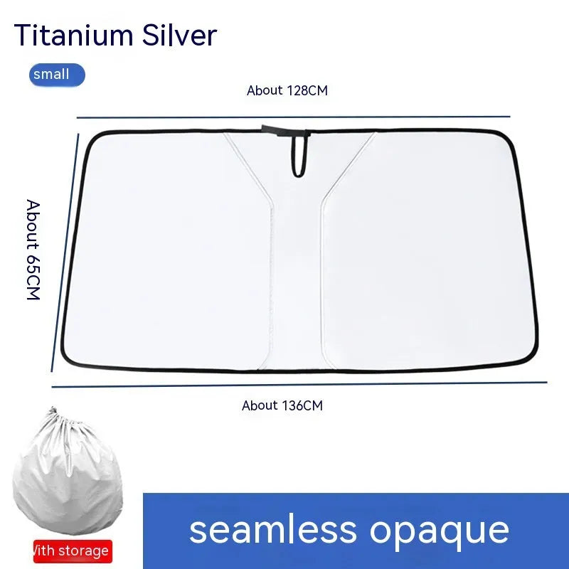 Double ring front shield car windscreen sunshade in titanium silver colour