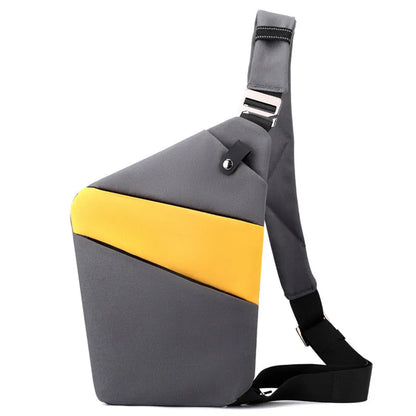 Canvas chest bag 31x20x1cm, 190g, one-shoulder crossbody with anti-radiation fabric inside, smoke black or silver grey