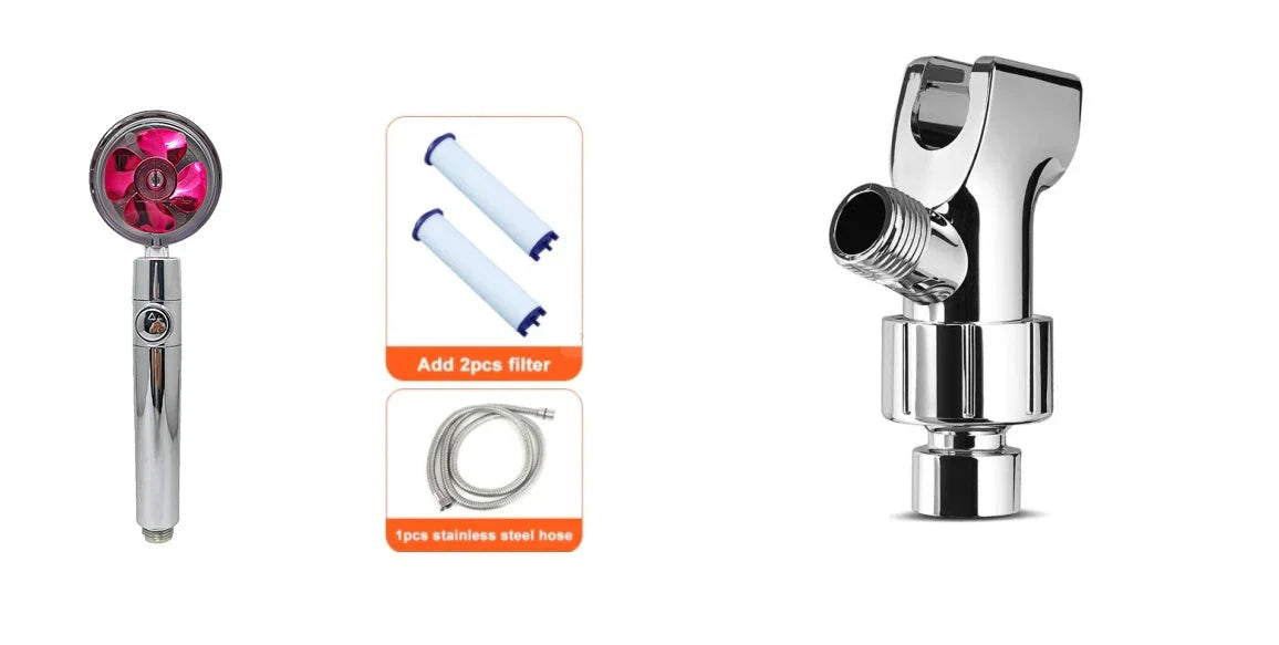 360° Rotating Shower Head with Built-In Fan - Premium ABS Plastic Construction, Water-Saving High-Pressure Spray