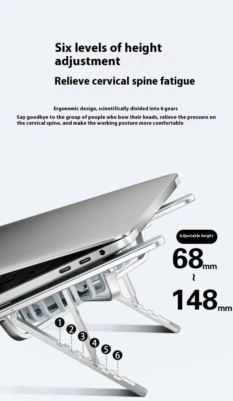 Aluminium alloy portable laptop cooling stand with twin fans and adjustable height mechanism in silver finish
