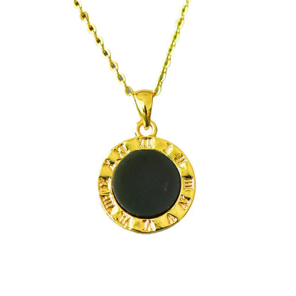Copper inlaid pendant with natural grey Hetian jade and dark ink blue jade on a necklace.