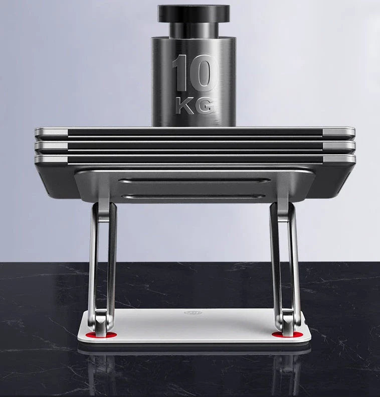 Elegant adjustable laptop cooling stand made of premium aluminium alloy with vented design for efficient heat dissipation