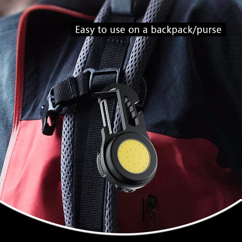6 IN 1 Multi-functional Mini Keychain Lamp with super bright COB light and USB rechargeable feature