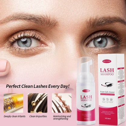 LASH SHAMPOO Mousse Eyelash Cleaning Solution 60ml in 3.7cm by 13.5cm container
