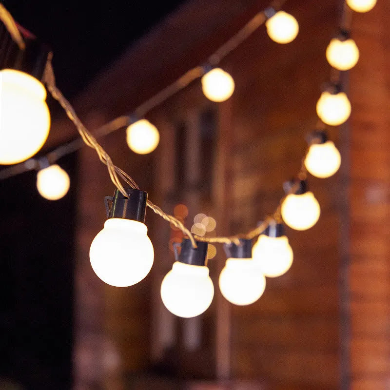 10 metre solar powered decorative lighting string with 40 LED bulbs for tents and outdoor festivals