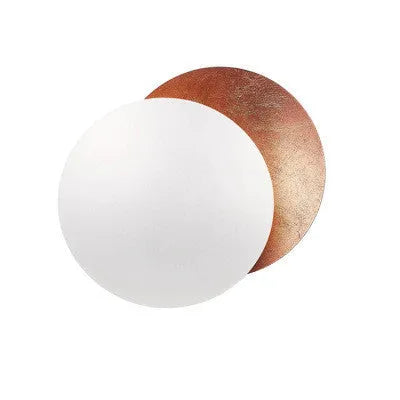 Round solar eclipse design wall lamp with iron shade in a choice of six colour finishes.