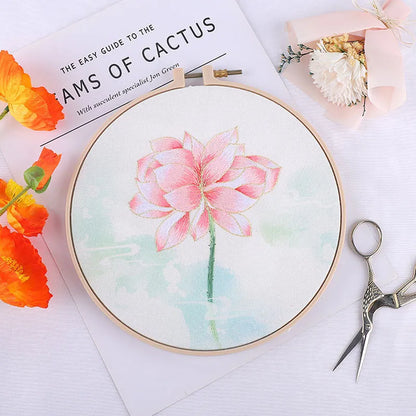 Nordic style grass leaf pattern embroidery kit on canvas fabric with floral colour options
