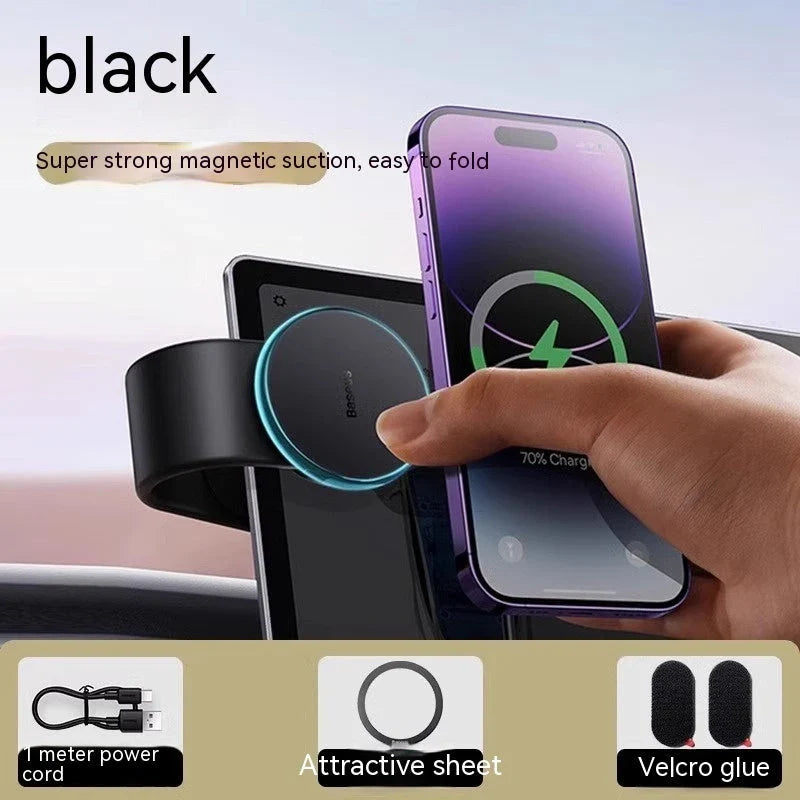 Versatile magnetic car phone holder with 15W wireless charging for iPhone 12, 13, and 14 series