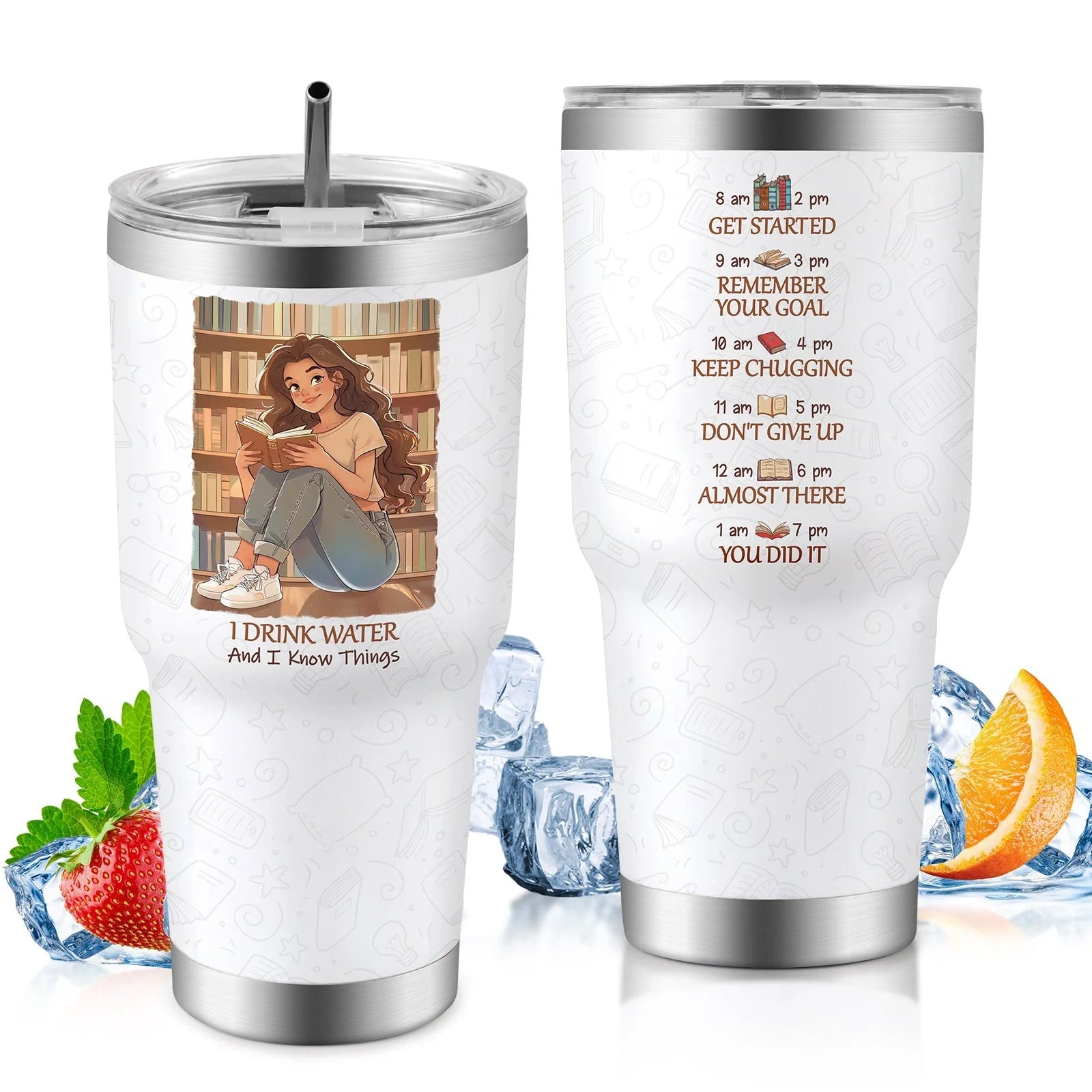 30oz insulated travel mug for car, keeps drinks hot or cold, spill-proof lid