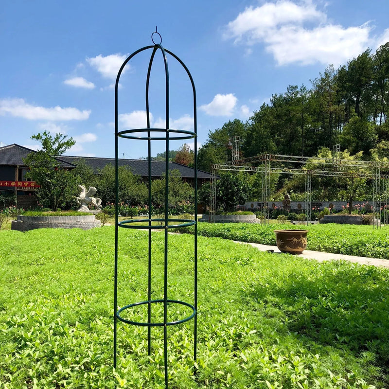Iron climbing plant frame floor-standing lattice support for houseplants and vines, European-style simple dark green wrought iron plant trellis 188cm x 40cm plant flower stand