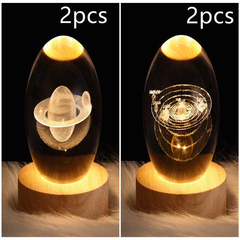 Enchanting galaxy crystal ball night light with 3D pattern, creating a mesmerizing celestial display for bedroom decor