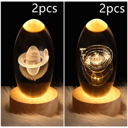 Enchanting galaxy crystal ball night light with 3D pattern, creating a mesmerizing celestial display for bedroom decor