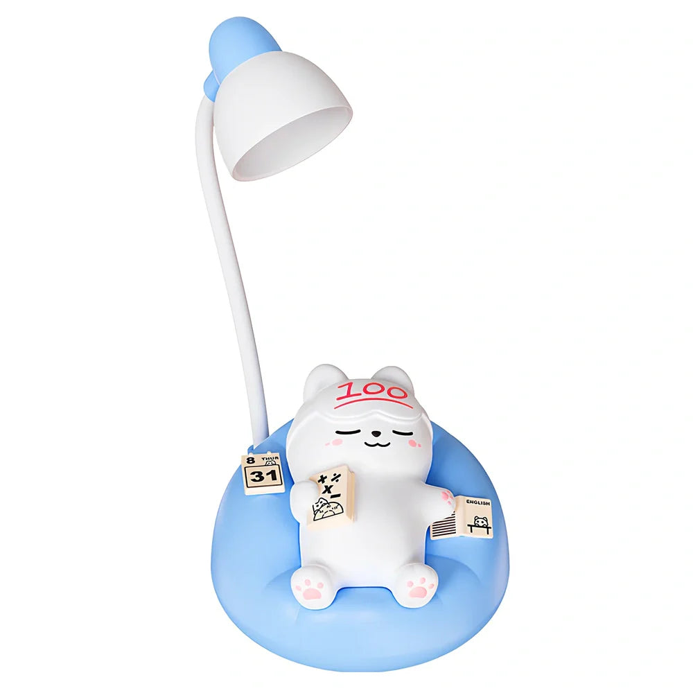 Sleeping cat shaped night lamp measuring 84x84x152mm with USB charging port and soft LED lighting