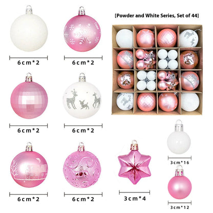 Christmas decoration pendant set with electroplated balls and painted gifts in cowhide presentation box