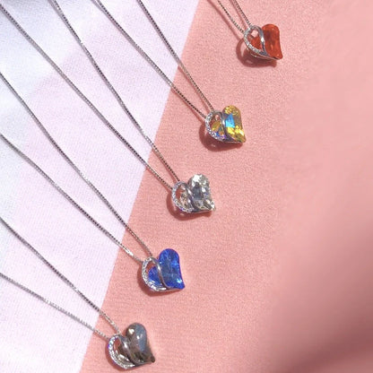 925 silver heart-shaped geometric necklace for women, available in multiple colours