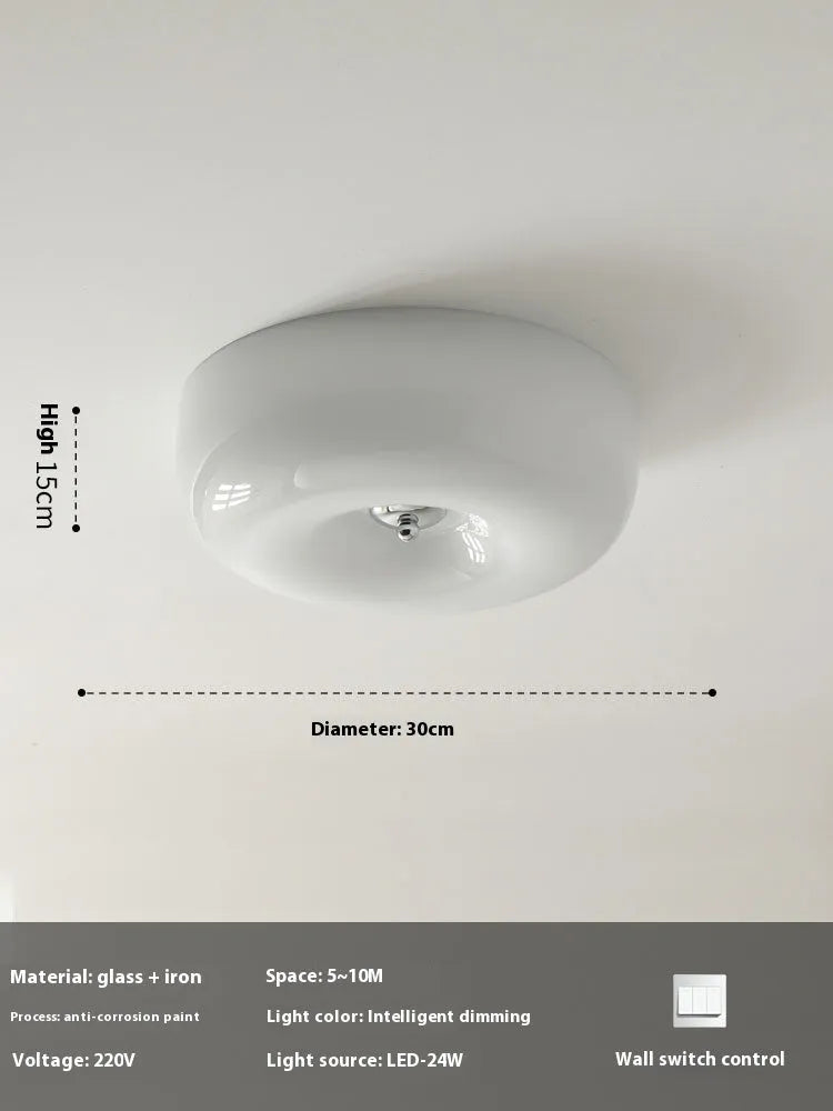 Cream-coloured bedroom ceiling lamp with three-colour light, 30cm or 40cm diameter, American-style design