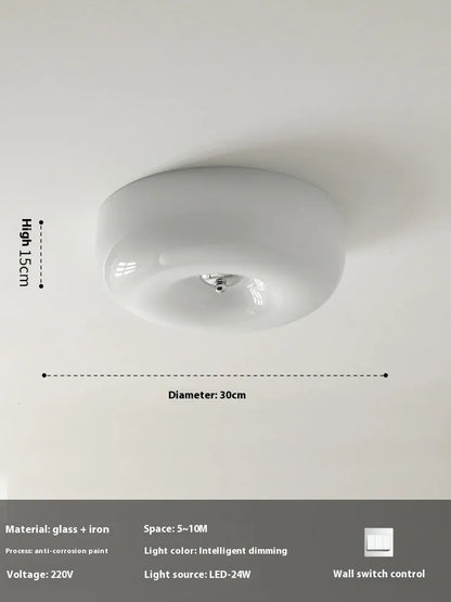 Cream-coloured bedroom ceiling lamp with three-colour light, 30cm or 40cm diameter, American-style design