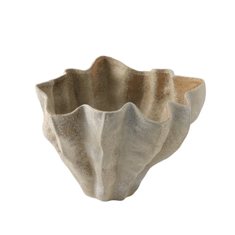 Large white single colour glaze porcelain French style vase, 42cm wide and 27cm high, for desktop decoration