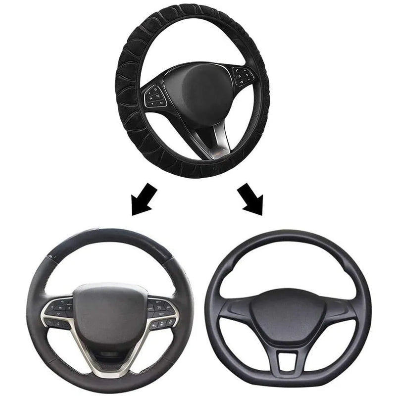 Steering Wheel Cover in Short Plush with Non-Slip Grip, 38cm Universal Fit, Warm Winter Car Interior Accessory, All-Season Use, Available in 7 Colours