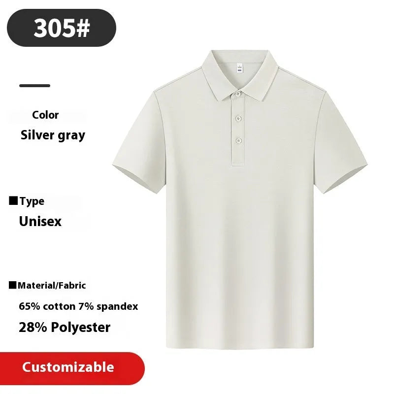 Collared short-sleeve polo shirt in long-staple cotton, loose fit with side slit, solid colour summer top