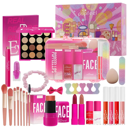 Beginner makeup set with pumpkin-orange products for punk and national fashion styles