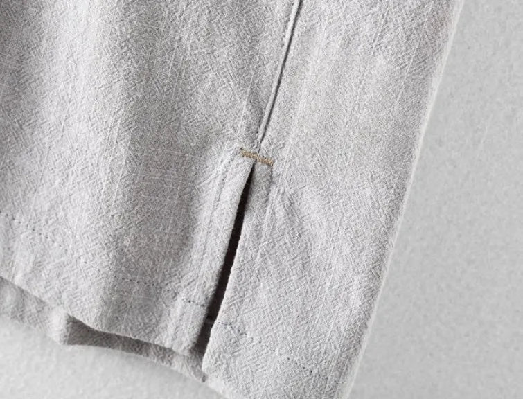 Men's cotton linen casual shirt in loose fit available in four solid colours