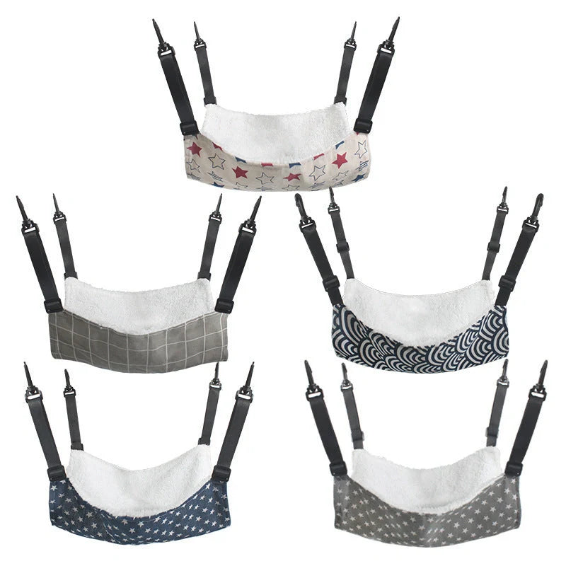 Cosy and adjustable hanging cat nest in a variety of patterns and sizes