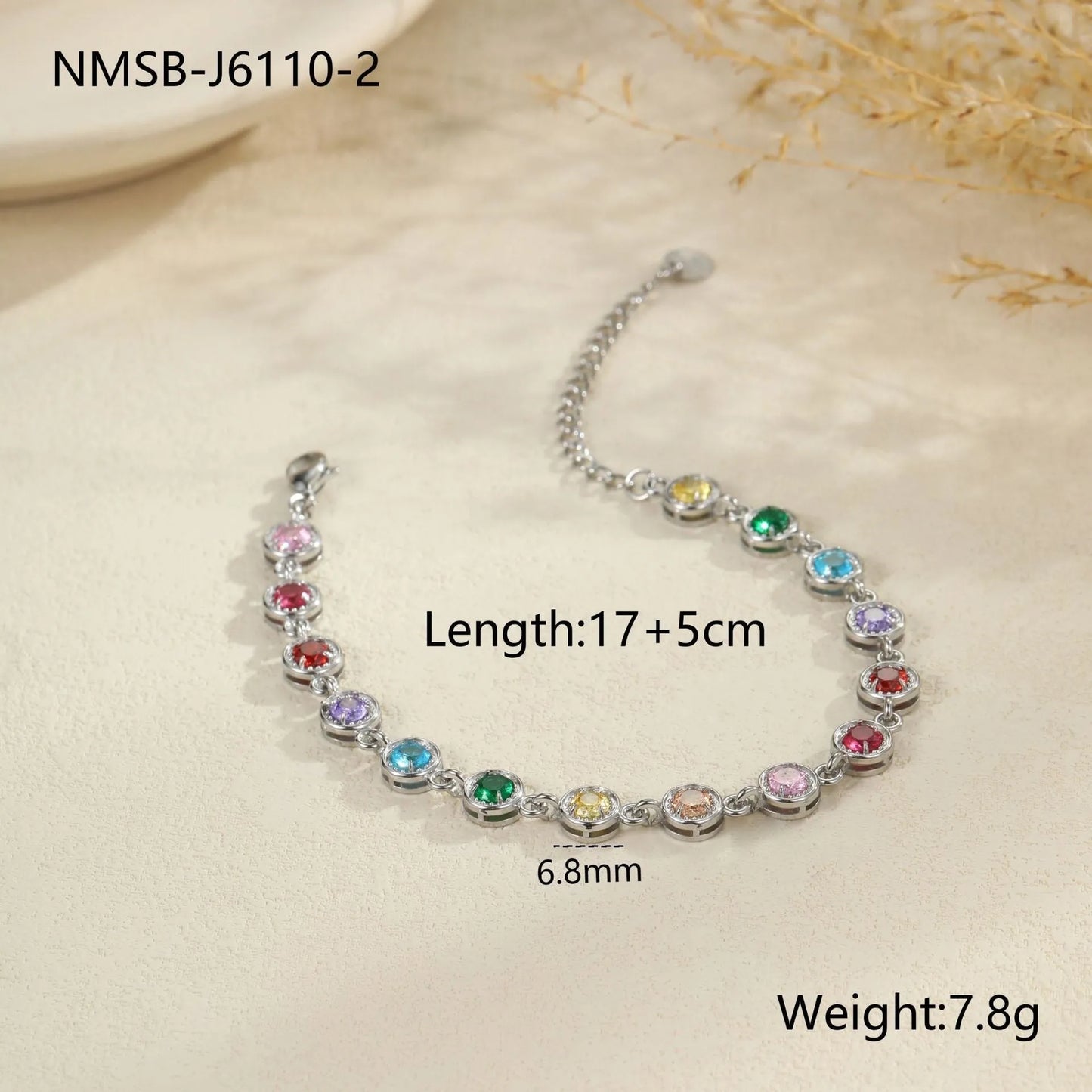 Women's stainless steel bracelet with 18K gold electroplating in heart, circle, and square geometric styles