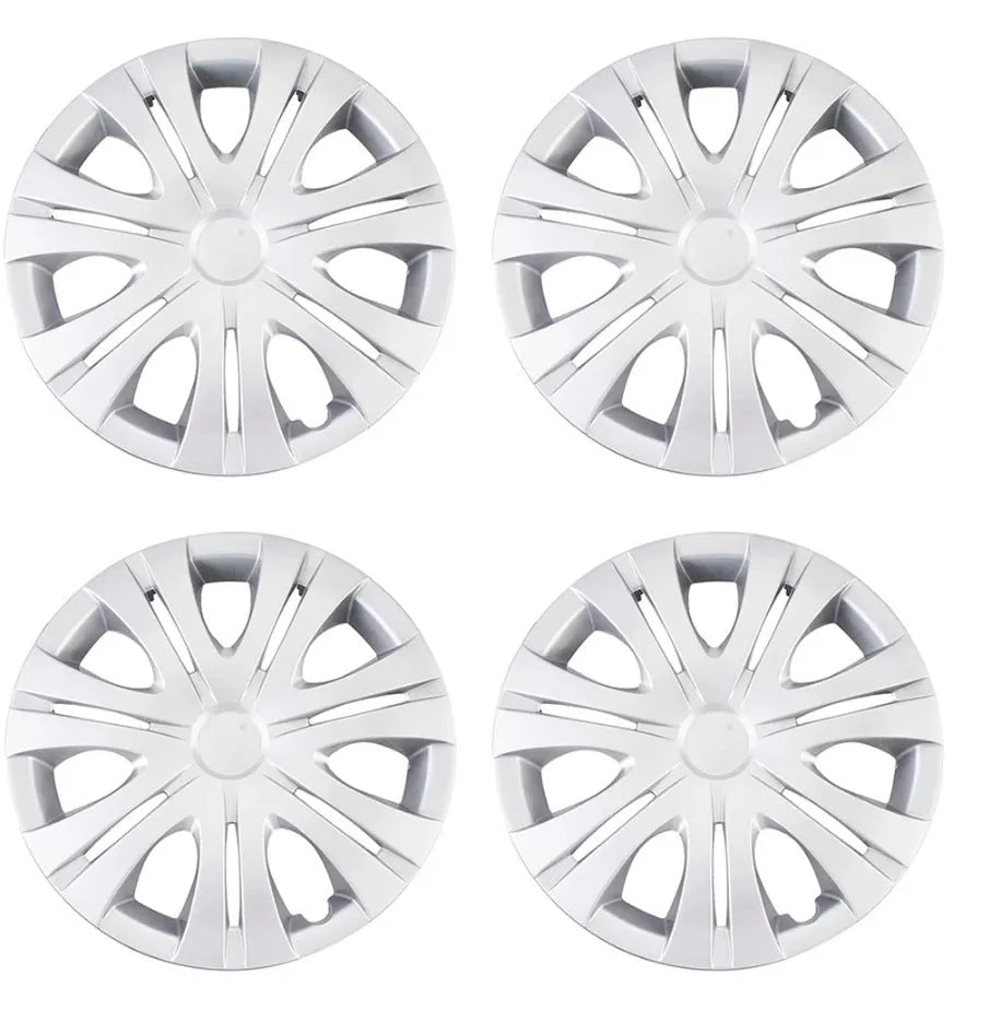 Set of four monochrome wheel hub covers in ABS plastic for universal vehicle fit