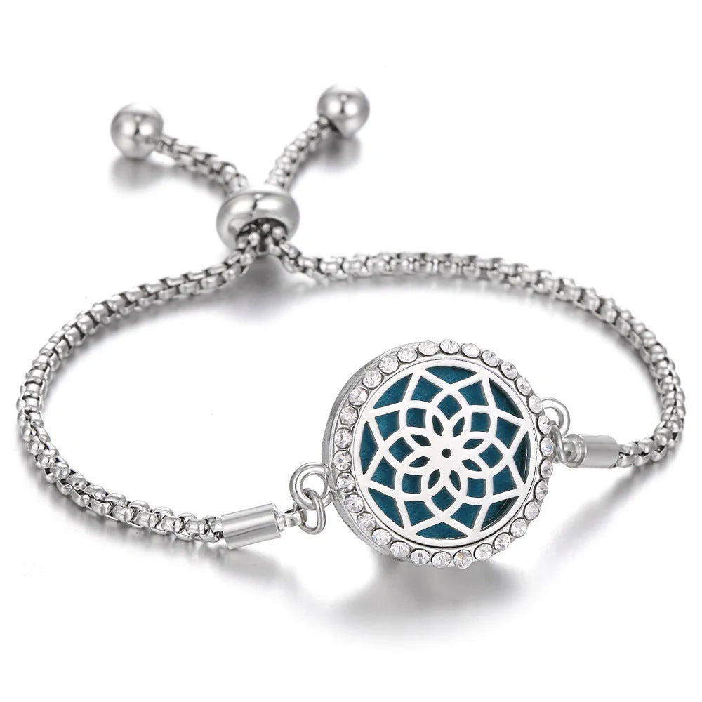 Kaleidoscope Aromatherapy Bracelet with essential oil diffuser locket in various designs