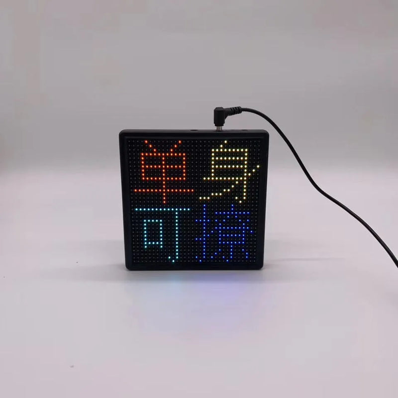 Bluetooth wireless transmission LED car display screen with 32x32 pixel matrix, 1024 RGB lamp beads, 128x128mm display area, and aluminium outer frame for automotive dash, rear window, or commercial vehicle use