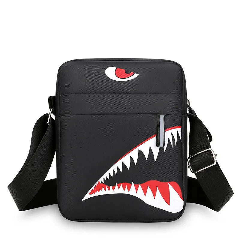 Men's small crossbody bag with animal print pattern in Oxford cloth material
