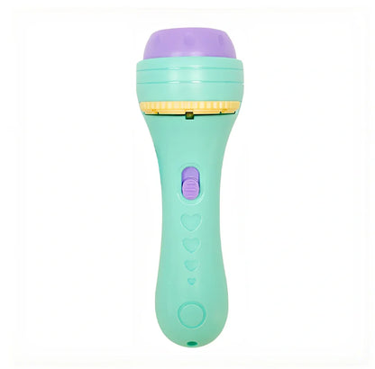 Red cartoon projection flashlight showing rotating lens mechanism for 80 pattern changes