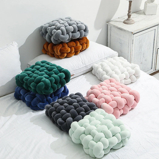 Creative Home Woven Square Plush Cushion in various colours with novel weaving design