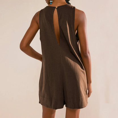 Stylish loose cargo jumpsuit with pockets in various colors, perfect for summer casual and beach wear