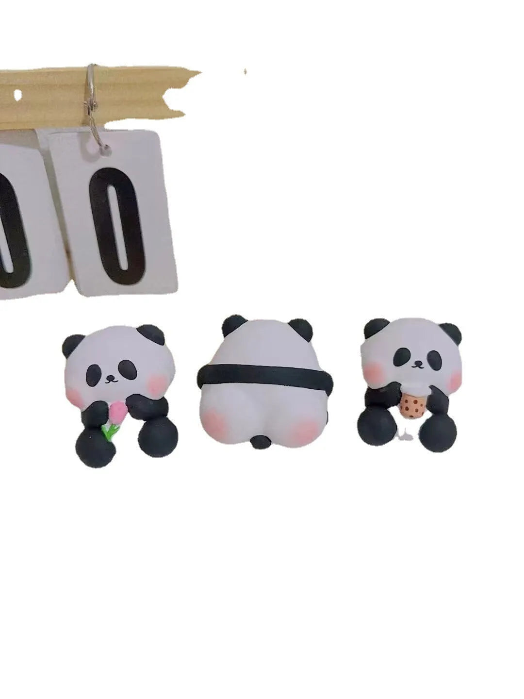 Cute panda car air freshener vent clip in three designs: back panda, flower panda, and milk tea panda