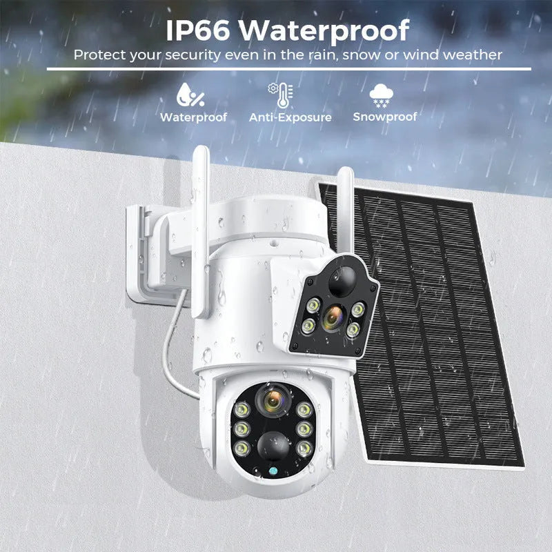 Outdoor solar wireless security camera with solar panel for plug-free 4MP HD home monitoring