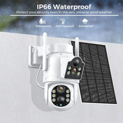 Outdoor solar wireless security camera with solar panel for plug-free 4MP HD home monitoring