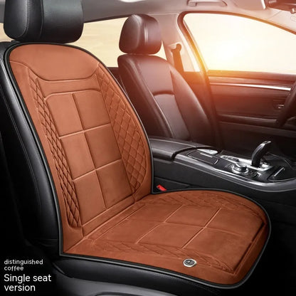 Auto heating car seat cushion for winter driving in beige, black or coffee colours