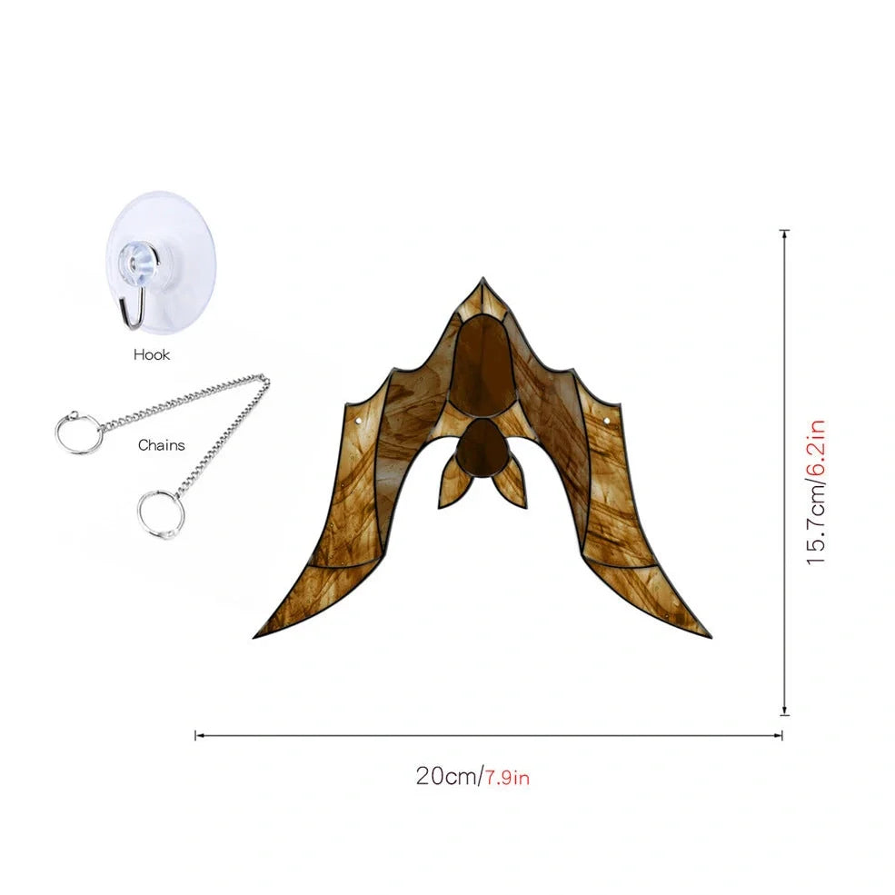 Geometric pumpkin bat ghost acrylic Halloween decoration with 60cm chain and suction cup hook