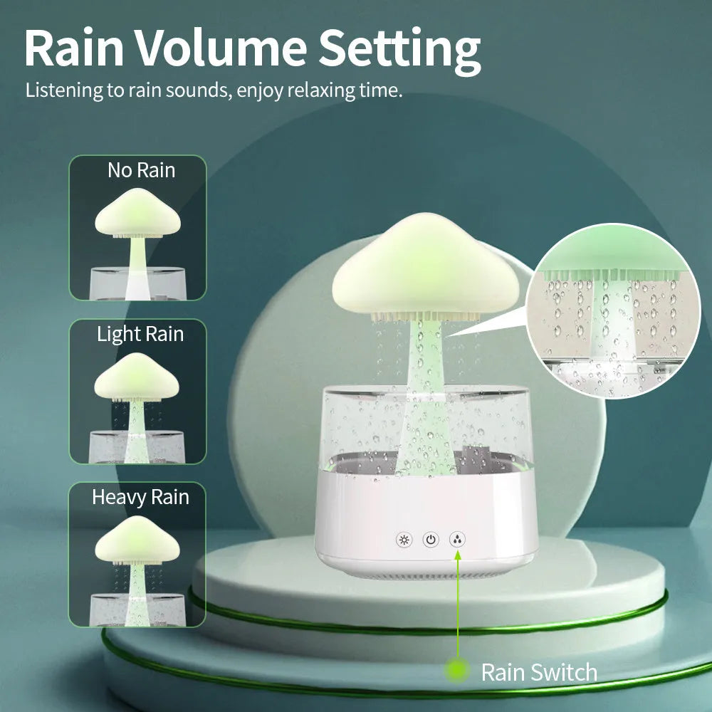 White raining cloud design desk humidifier with water flow effect and essential oil diffusion function