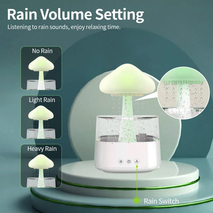 White raining cloud design desk humidifier with water flow effect and essential oil diffusion function