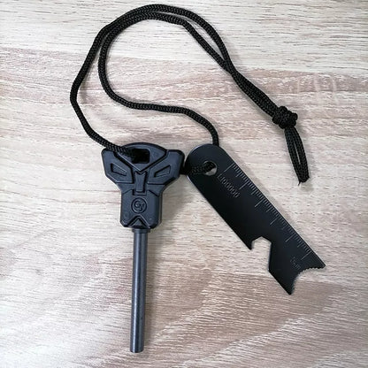 Outdoor Survival Large Solid Flint Multifunctional Fire Rod - Black