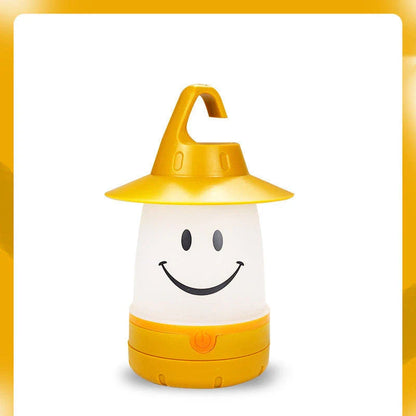 Smile-shaped LED lanterns with flexible handles for camping, boating, and bedroom use