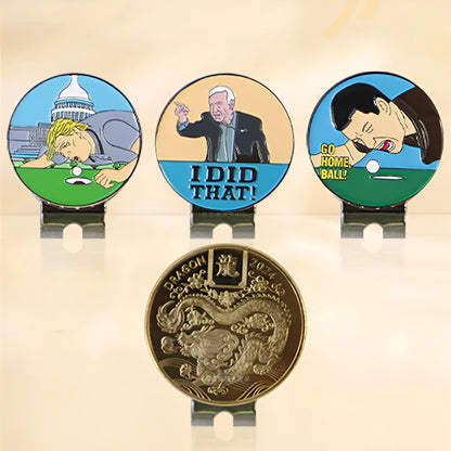 Zinc alloy golf hat clip showing engraved Dragon Year pattern design for promotional gifts