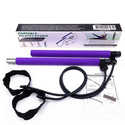 Adjustable fitness pulling rope for hip training and body shaping in purple, pink, blue, or black colours.