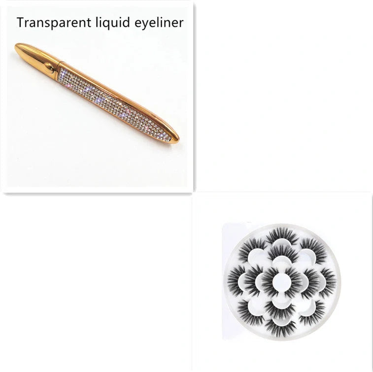 Self-adhesive false eyelashes with multicolour eyeliner for easy application and vibrant looks