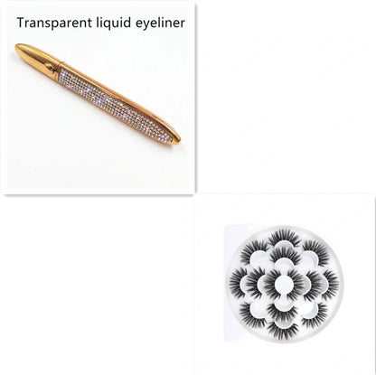 Self-adhesive false eyelashes with multicolour eyeliner for easy application and vibrant looks