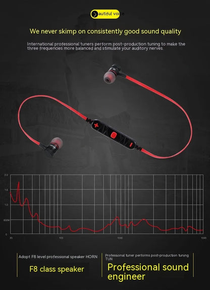 Black neck-hanging in-ear Bluetooth headset with Jerry chip, 10 metre range, plastic body, earplug style